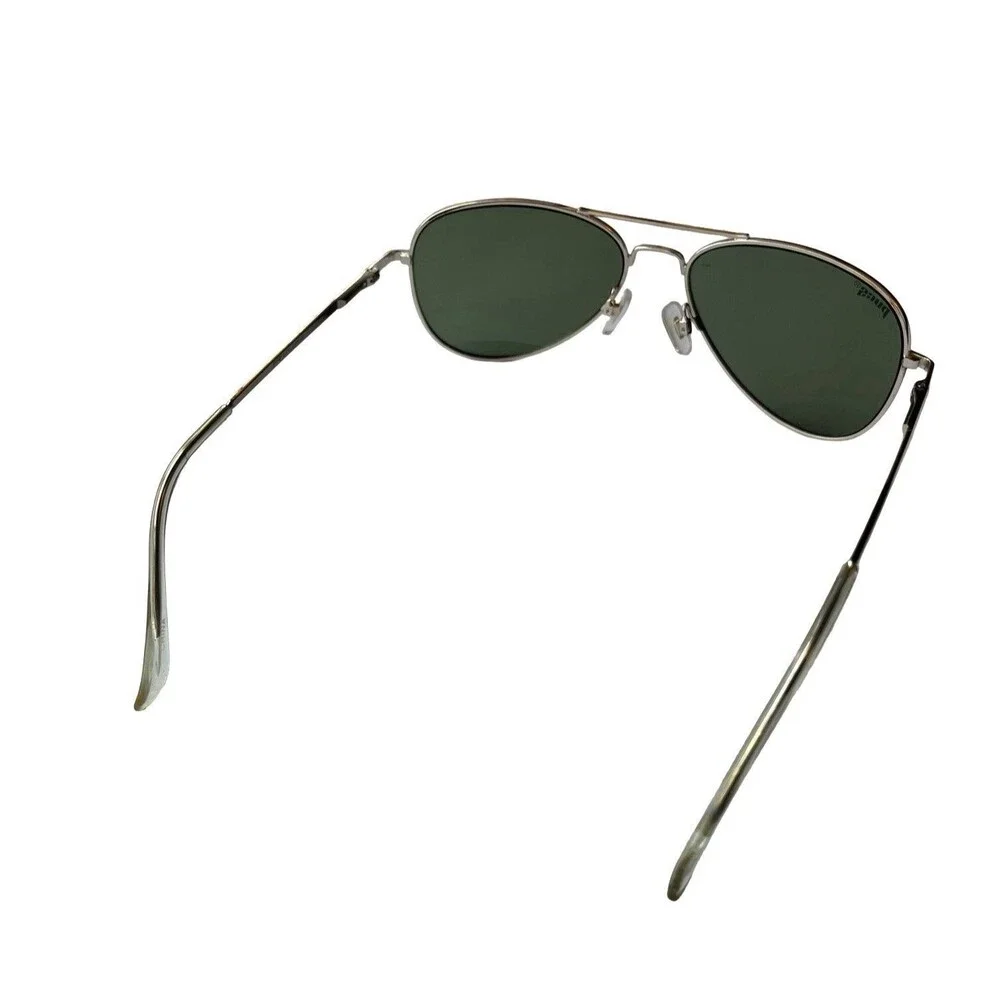 Pugs Aviator Sunglasses Silver Metal Frame Green Lenses Classic Unisex